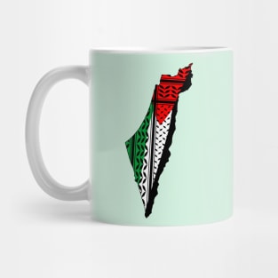 Palestine Map and Flag With Keffiyeh Pattern Design symbol of Resistance and Freedom Mug